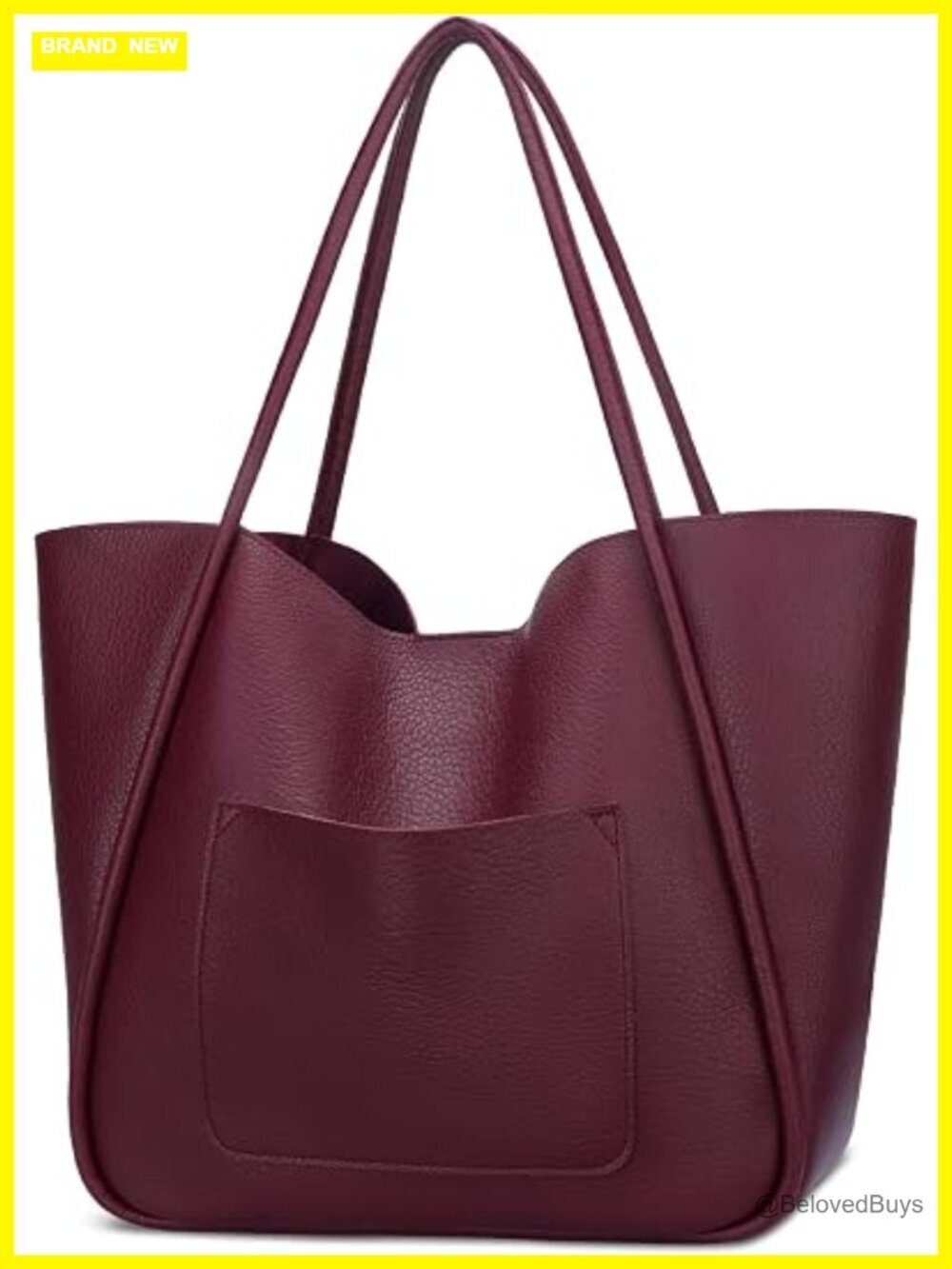 Vegan Leather Tote Bag with Shoulder Straps Large Capacity Travel
